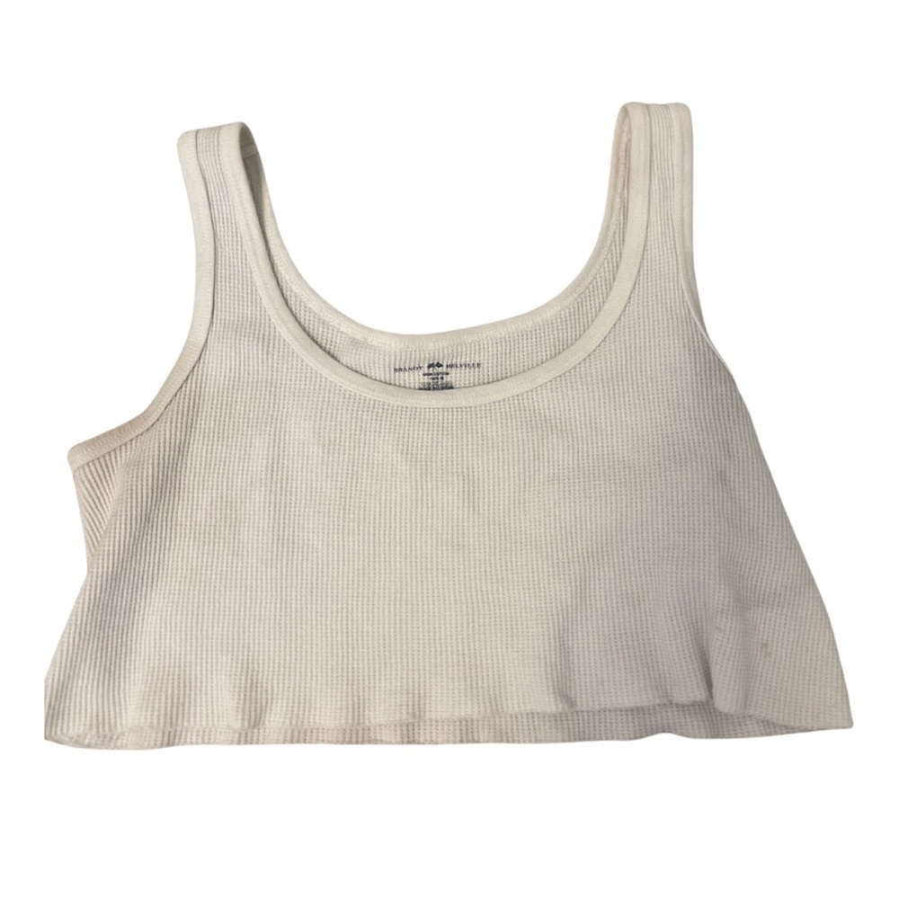 white cropped ribbed brandy melville tank